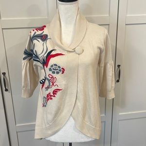 Shanghai Tang Silk & Cashmere Blend Embroidered Cardigan